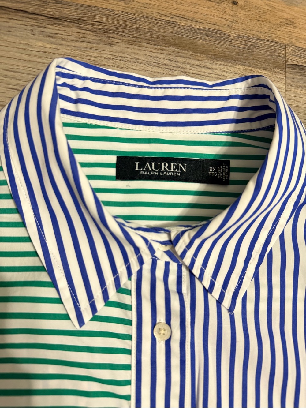 Lauren Ralph Lauren Colorblock Stripe Button-Down Shirt - Pink, Green, Blue - Picture 5 of 7